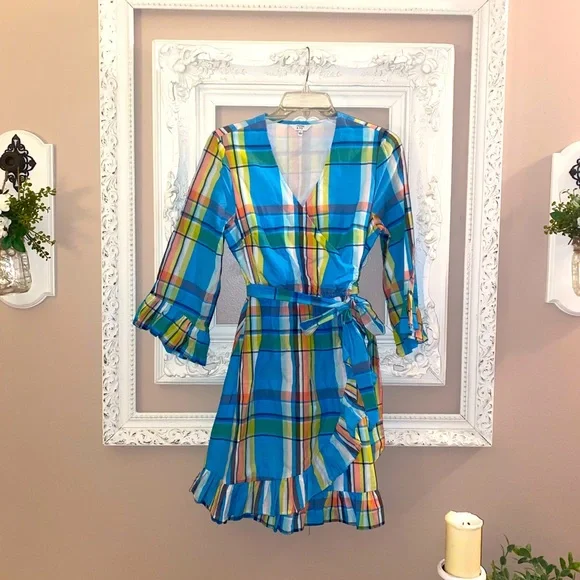 Dresses | Crown Ivy Blue Plaid Faux Wrap Dress | Poshmark Dresses | Crown Ivy Blue Plaid Faux Wrap Dress | Poshmark